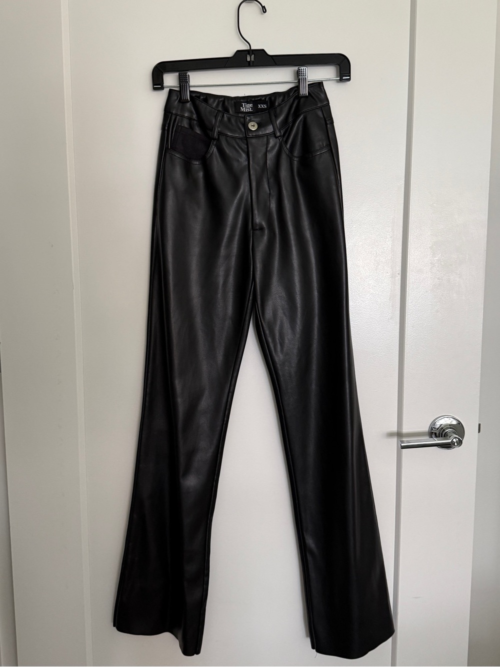 Tiger Mist Black Faux Leather Wide Leg Pants